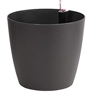 Dehner Vaso per piante “Mila” con sistema di autoirrigazione, diametro 30 cm, altezza 26 cm, in plastica, colore antracite