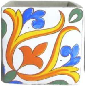 Leroy Merlin Vaso Cubo in ceramica  bianco e multicolore H 12.5 cm x H 12.5 cm H