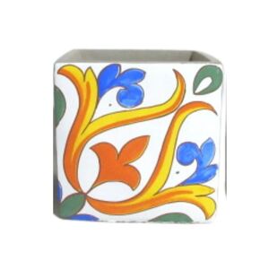 Leroy Merlin Vaso Cubo in ceramica  bianco e multicolore H 14 cm x H 14 cm H