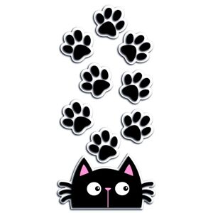 Leroy Merlin Sticker Cat & paws 15x31 cm bianco/nero/rosa