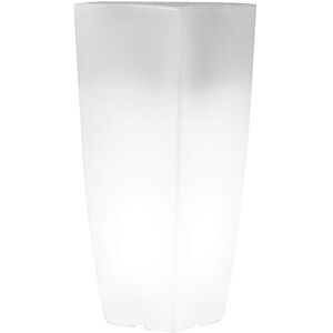 Milani Home Vaso luminoso per esterno giardino cm 39 x 39 x 90 h Bianco 40 x 70 x 40 cm