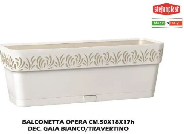 Stefanplast SFV88800 Balconetta Opera cm 50 Decorazione Gaia Bianco/Travertino - SFV88800