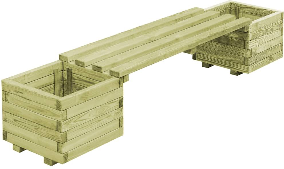 vidaXL Fioriera da Giardino con Panca in Legno di Pino Impregnato