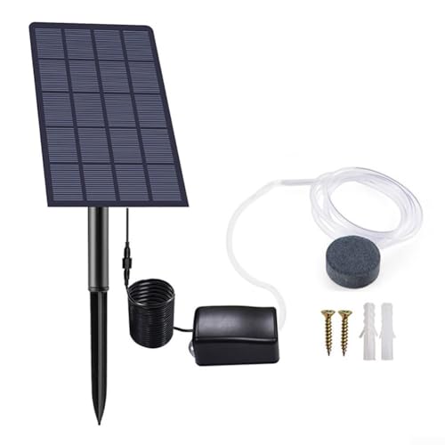 SPORTARC Zonne-luchtpompen, Zonne-luchtpomp Kit Solar Fish Tank Zuurstofpomp, 2.5W Plug-in Zonne-energie Geluidsarme Luchtpomp Visbeluchter