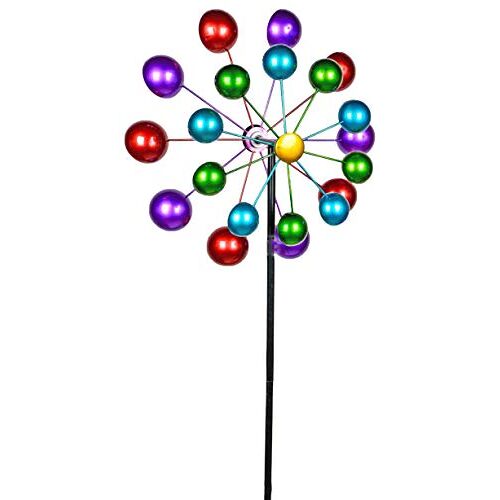 formano Windmolen voor de tuin van metaal, windmolen, windmolen, dubbel paars/blauw/rood/groen, XL groot (166 cm)