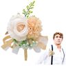 Geruwam Bruiloft Boutonniere, Zijde Boutonniere Pins Voor Mannen Bruiloft, Kunstmatige Bloem Rose Corsage, Handgemaakte Rode Roos Bruiloft Boutonniere Bloem Voor Huwelijksceremonie Verjaardag Etentje