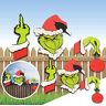 CCTO 2021 Kerstversiering, Grinch Kerstversiering Grinch Fence Peeker Ornamenten Winter Yard Muurborden Cadeau voor Kerstdag, Outdoor Kerstversiering, Kerstfilms