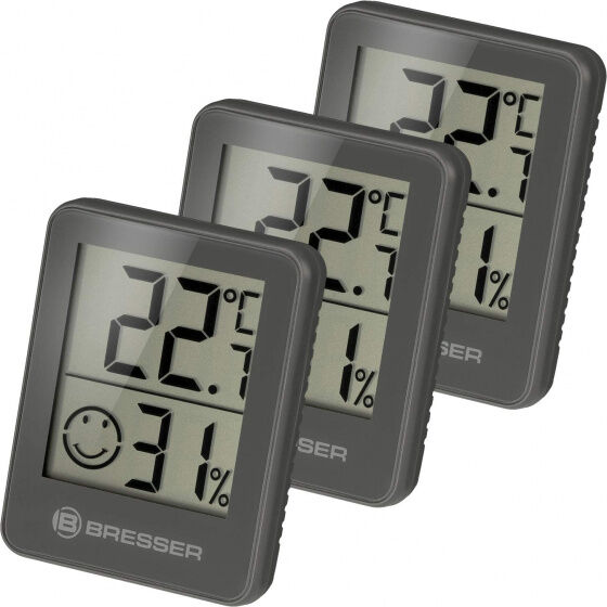 Bresser thermometers Temeo Hygro 58 mm grijs 3 stuks - Grijs