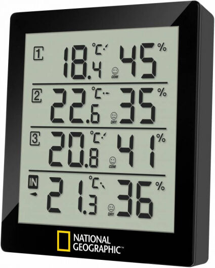 National Geographic weerstation 11,9 x 10,4 cm zwart 4 delig - Zwart