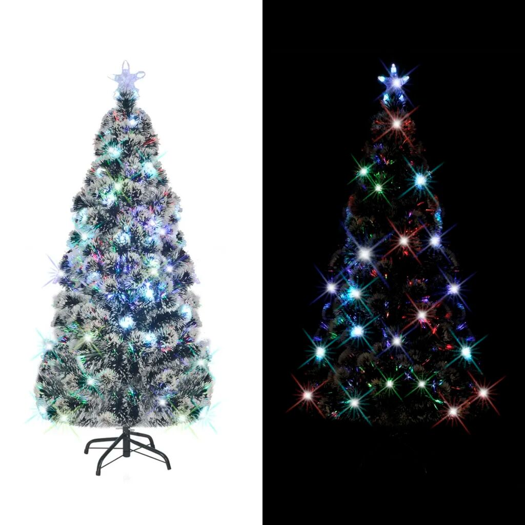 vidaXL Kunstig juletre med stativ/LED 210 cm fiberoptikk