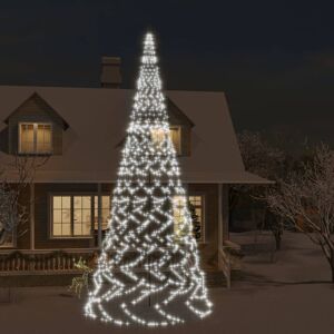 vidaXL Árvore de Natal mastro de bandeira 3000 LEDs 800 cm branco frio