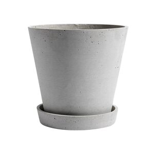Hay - Flowerpot With Saucer Grey Large - Grey - Grå - Krukor