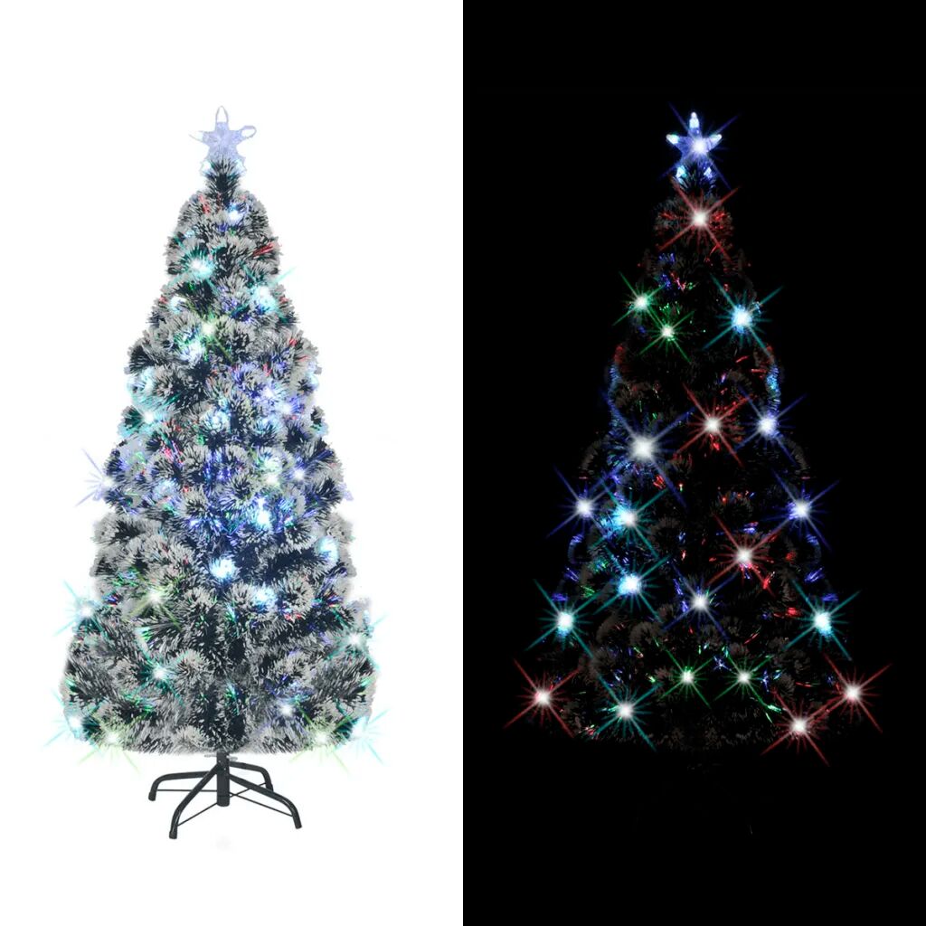 vidaXL Umelý vianočný stromček, podstavec a LED 150 cm, optické vlákno