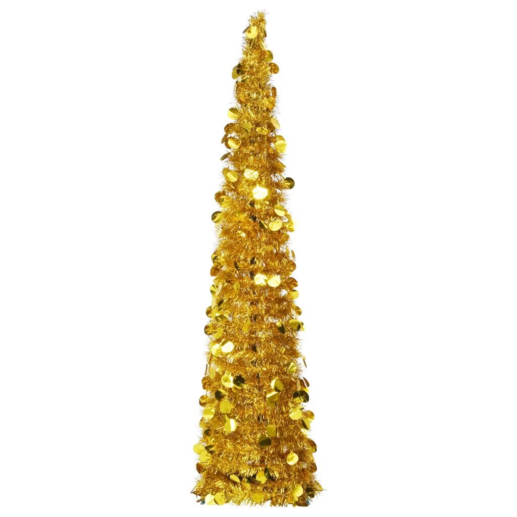vidaXL Rozkladací umelý vianočný stromček zlatý 150 cm PET