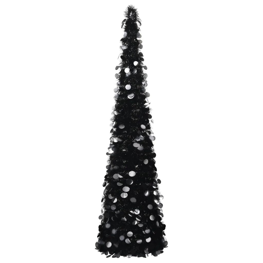 vidaXL Rozkladací umelý vianočný stromček čierny 180 cm PET