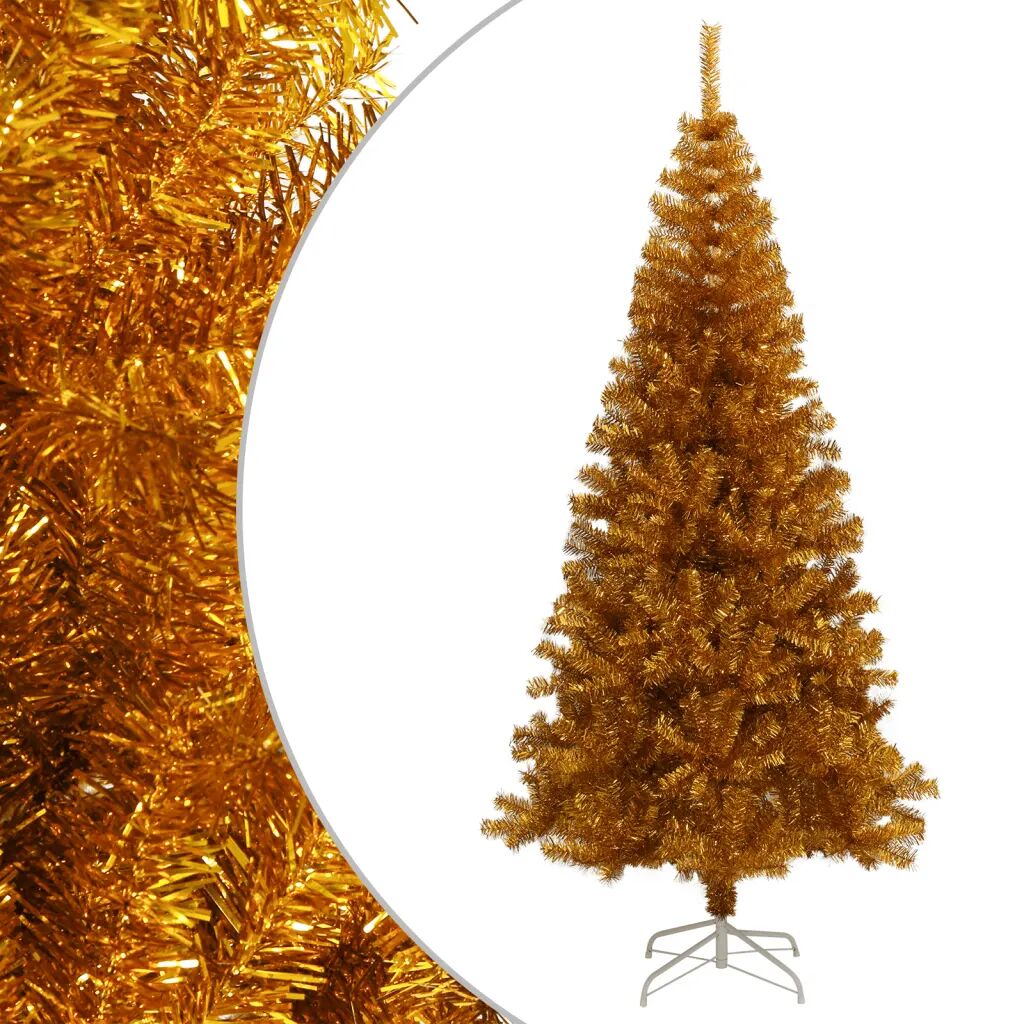 vidaXL Umelý vianočný stromček s podstavcom zlatý 180 cm PET