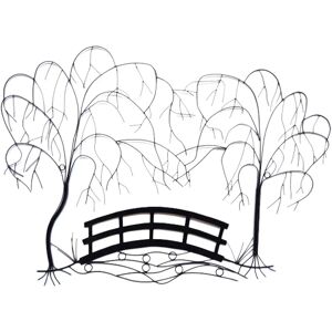 Rosalind Wheeler Metal Weeping Willow Bridge Scene Wall Décor black/gray 62.0 H x 87.0 W x 2.0 D cm