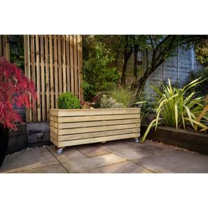 Forest Garden Linear Planter - Tall With Wheels (Home Delivery) brown 42.0 H x 120.0 W x 40.0 D cm