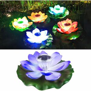 Floating Pool Light, 2pcs Solar Powered Pond Light, Floating Lotus Flower Light Color Change for Pond Decor (Purple) - Groofoo