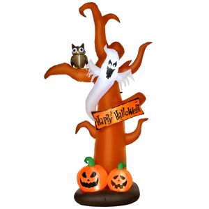 HOMCOM 2.7m Halloween Inflatable Dead Tree with Ghost, Pumpkin and Owl, Blow Up Decorations with Build-in LED Lights for Party Outdoor Garden Décor
