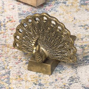 Antique Brass Gold Metal Peacock Doorstop Material: Metal