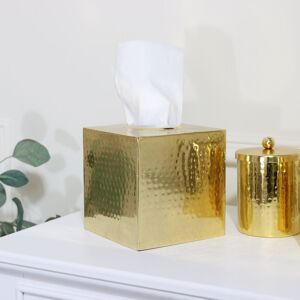 Hammered Gold Metal Tissue Box Material: Metal