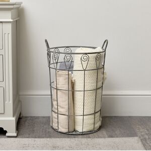 Ornate Rustic Grey Laundry Storage Basket - 55cm Material: Metal