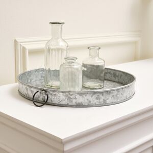 Rustic Galvanised Steel Silver Round Display Tray Material: Galvanised Steel