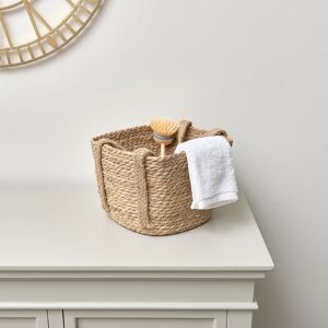 Rustic Woven Storage Basket with Handles - Medium Material: Seagrass, Rope