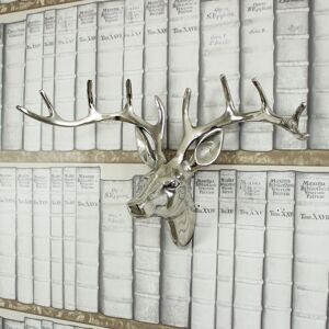 Silver Metal Stags Head 38cm x 25cm Material: Metal