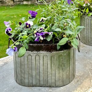 Small Rustic Metal Bucket Planter Pot Material: Metal