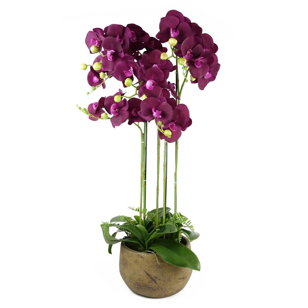 Photos - Other interior and decor Leaf Real Touch Artificial Orchids Floral Arrangement in Pot pink/indigo 8 