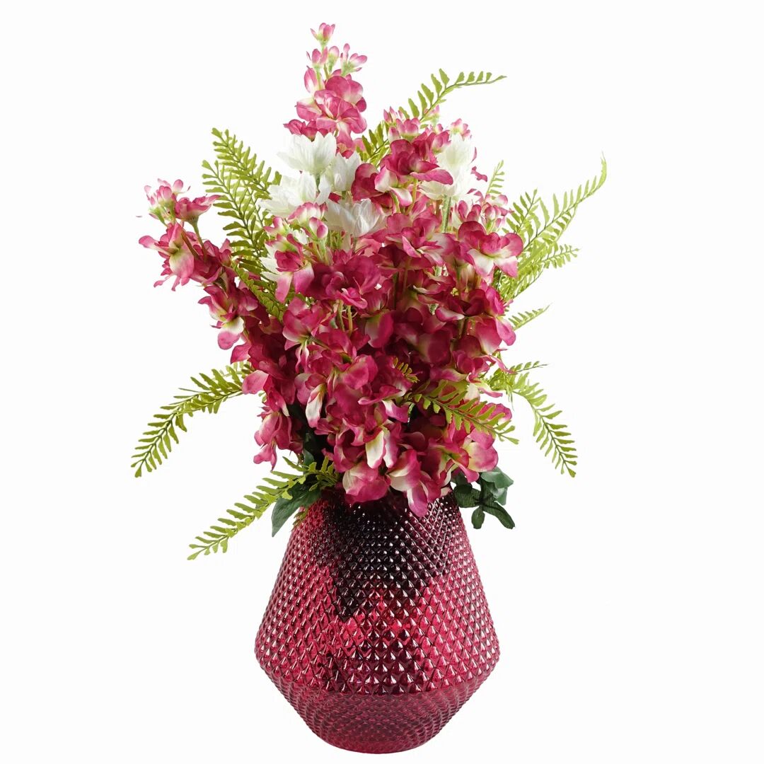 Photos - Other interior and decor Leaf Dark Pink Artificial Delphinium Flower Arrangement Pink Vase red 70.0 