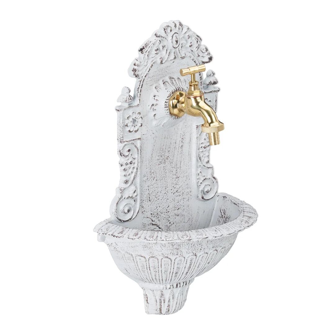 Photos - Fountain Pumps Lily Manor Crespin Metal Wall Fountain white 40.0 H x 24.5 W x 13.0 D cm