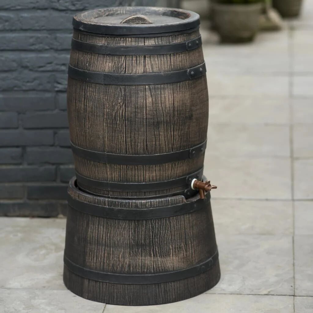 Photos - Garden Water Tank Rio Nature Rain Butt With WoodLook 120L 50.5 x 66cm Brown 66.0 H x 50.5 W 