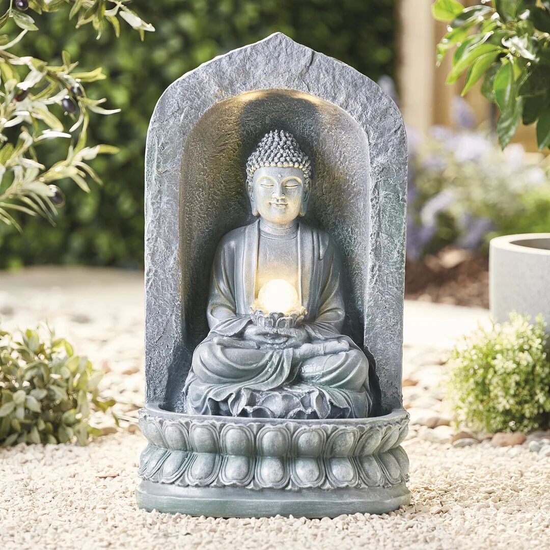 Photos - Fountain Pumps Bloomsbury Market Brando Resin Stone Buddha Water Feature with Light 60.0