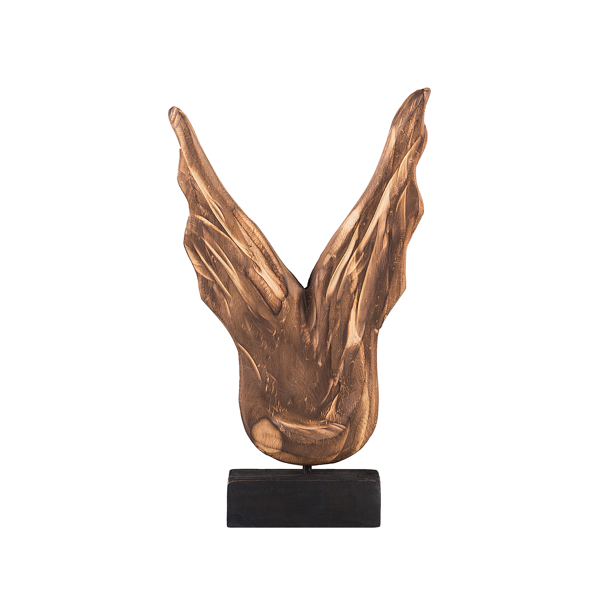 Beliani Wooden Decorative Item Brown Pine Wood 35 cm Wings Form Modern