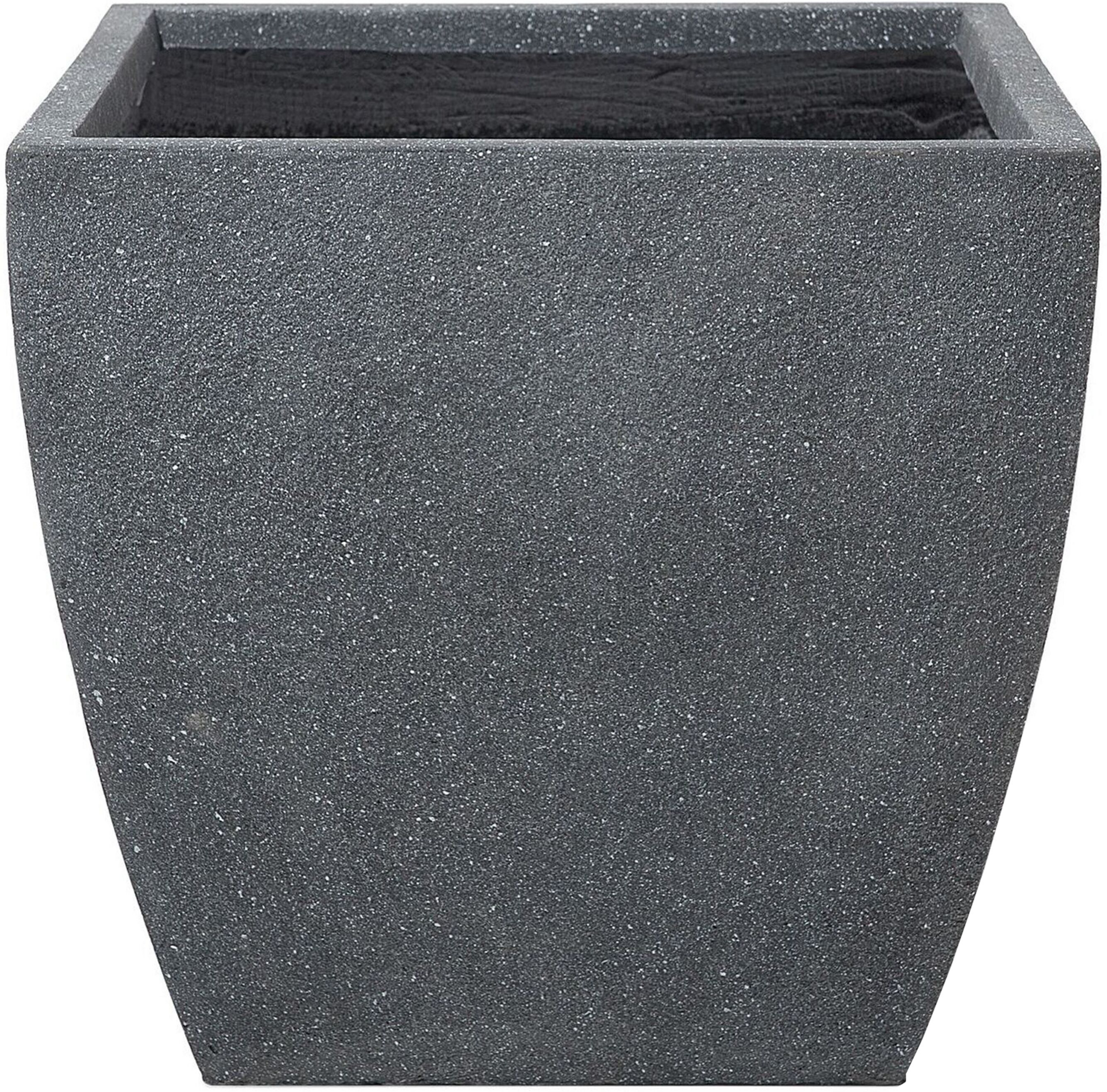 Beliani Outdoor Square Clay Flower Plant Pot 53x53x51 cm Grey Oricos