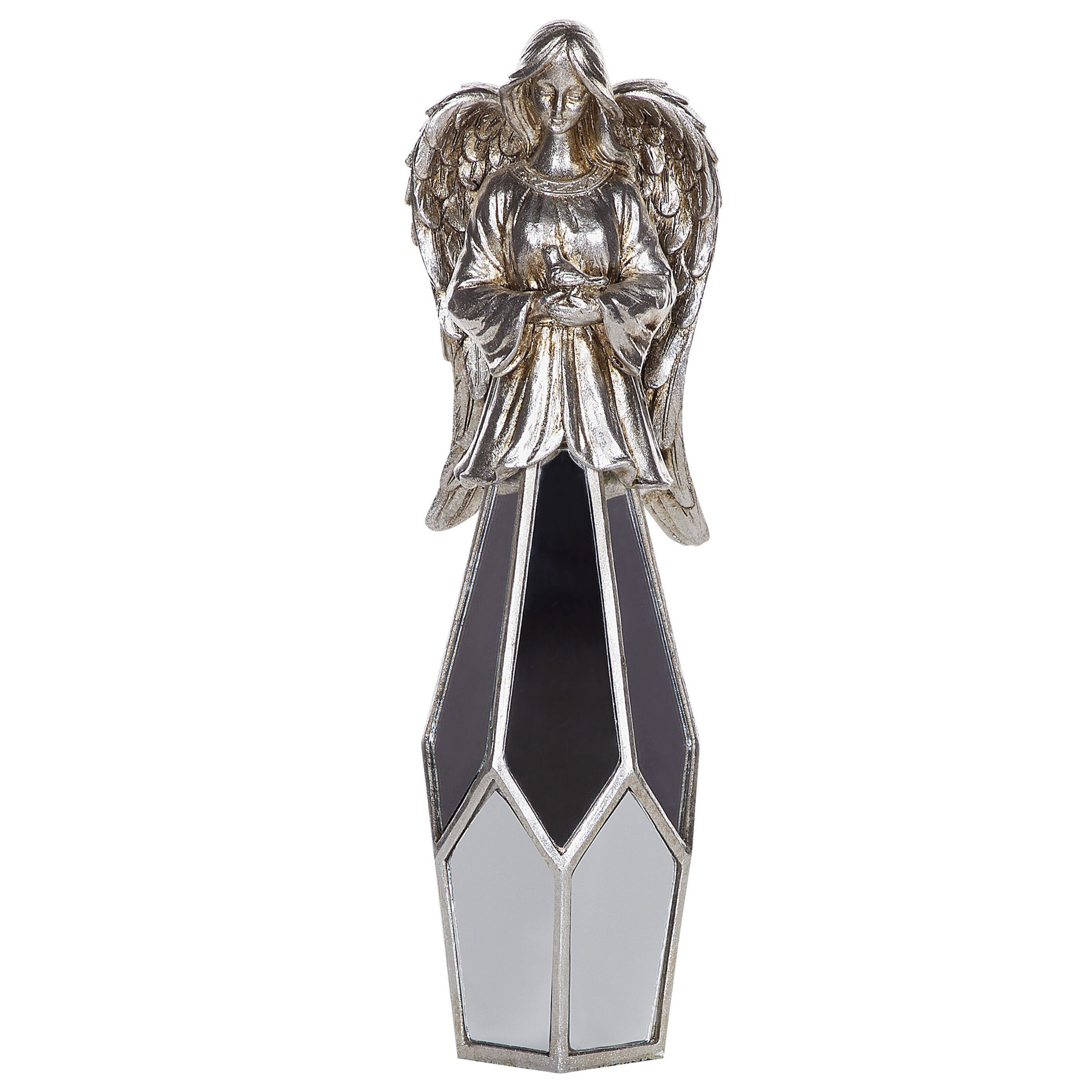 Beliani Decor Figurine Angel Silver Metal 41 cm Mirrored Modern Vintage