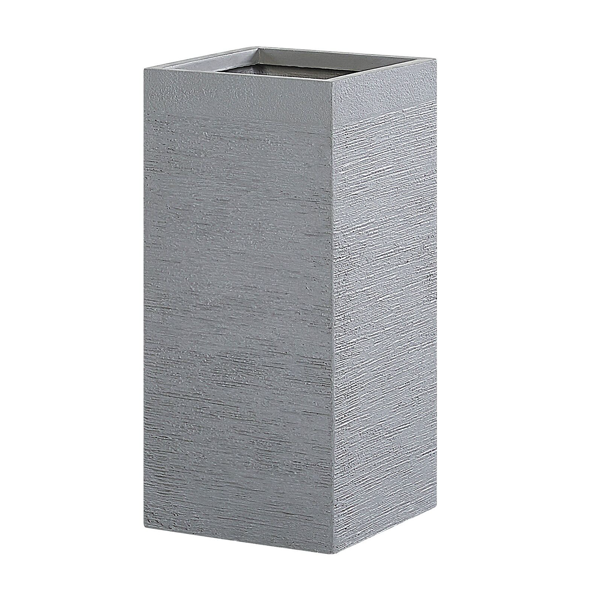 Beliani Plant Pot Grey Fibre Clay Tall Flower Planters Square Indoor Outdoor Garden Accessories