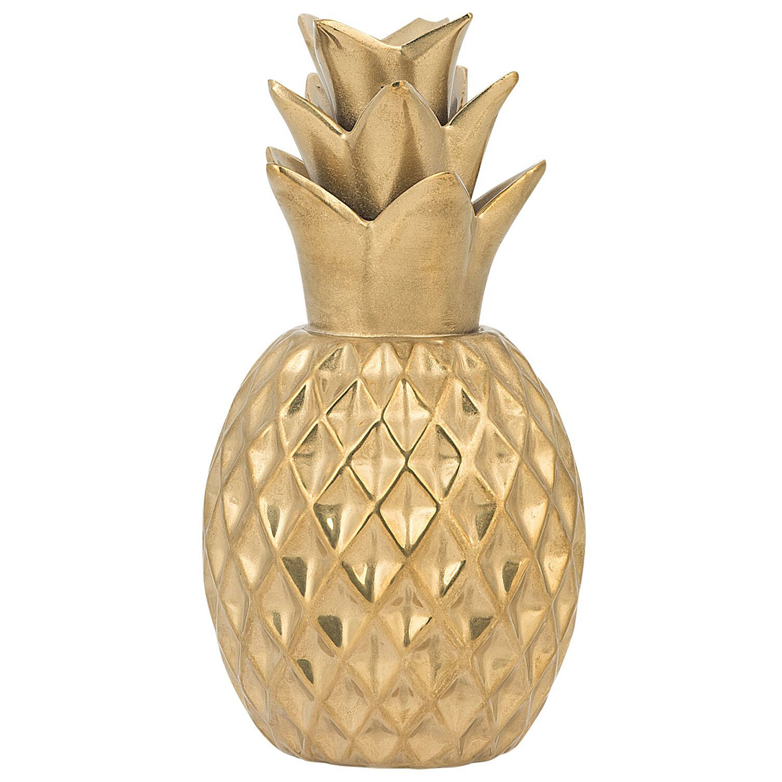 Beliani Decorative Figurine Gold Ceramic Pineapple Statuette Ornament Glamour Style Decor Accessories
