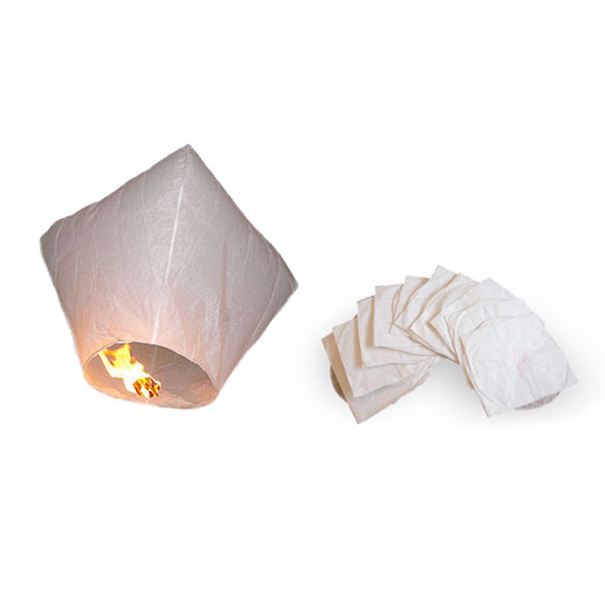 Beliani 10 x Sky Lanterns White Rice Paper 95 x 53 cm