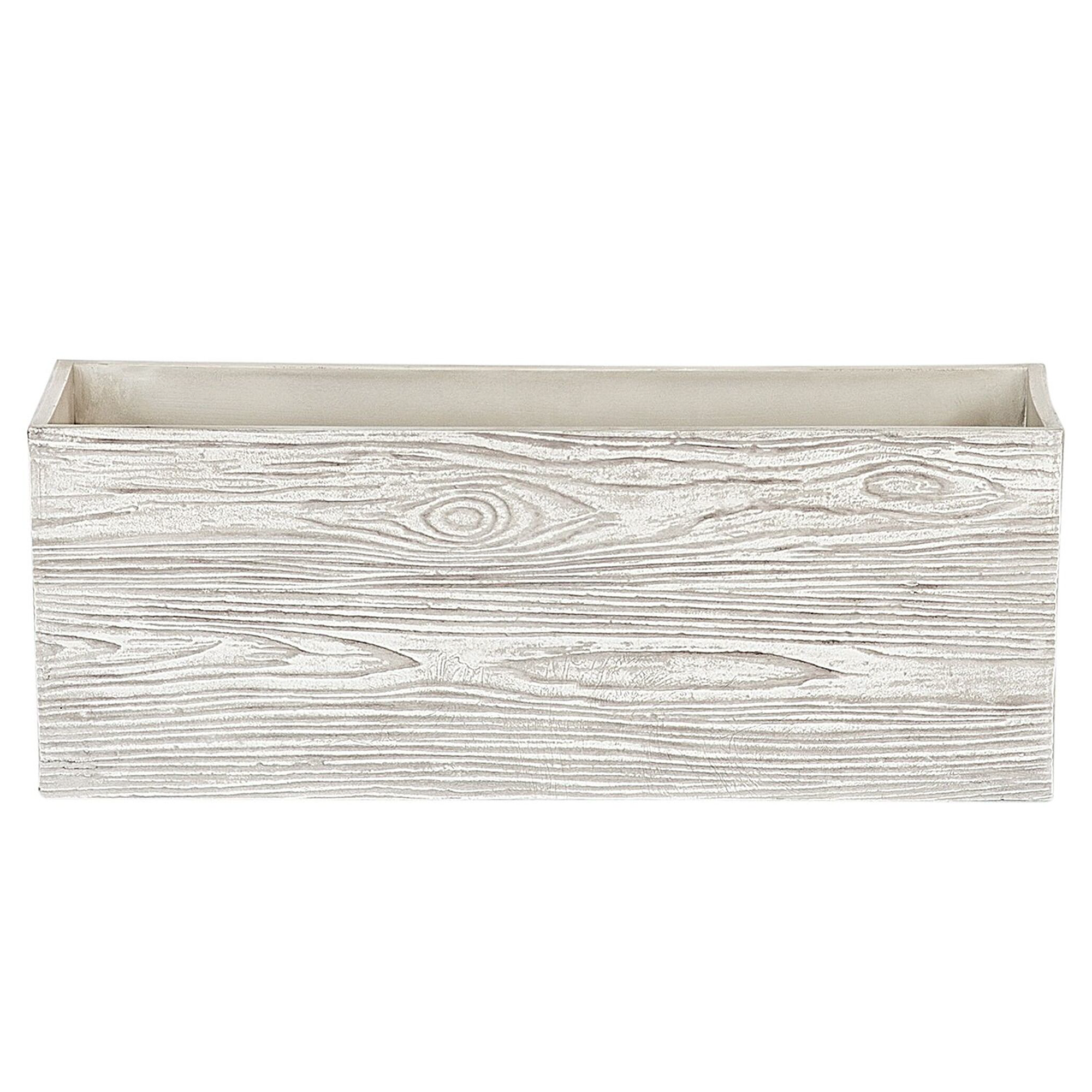 Beliani Plant Pot Planter White Wood with Fibre Clay Outdoor Resistances 54 x 21 cm All-Weather