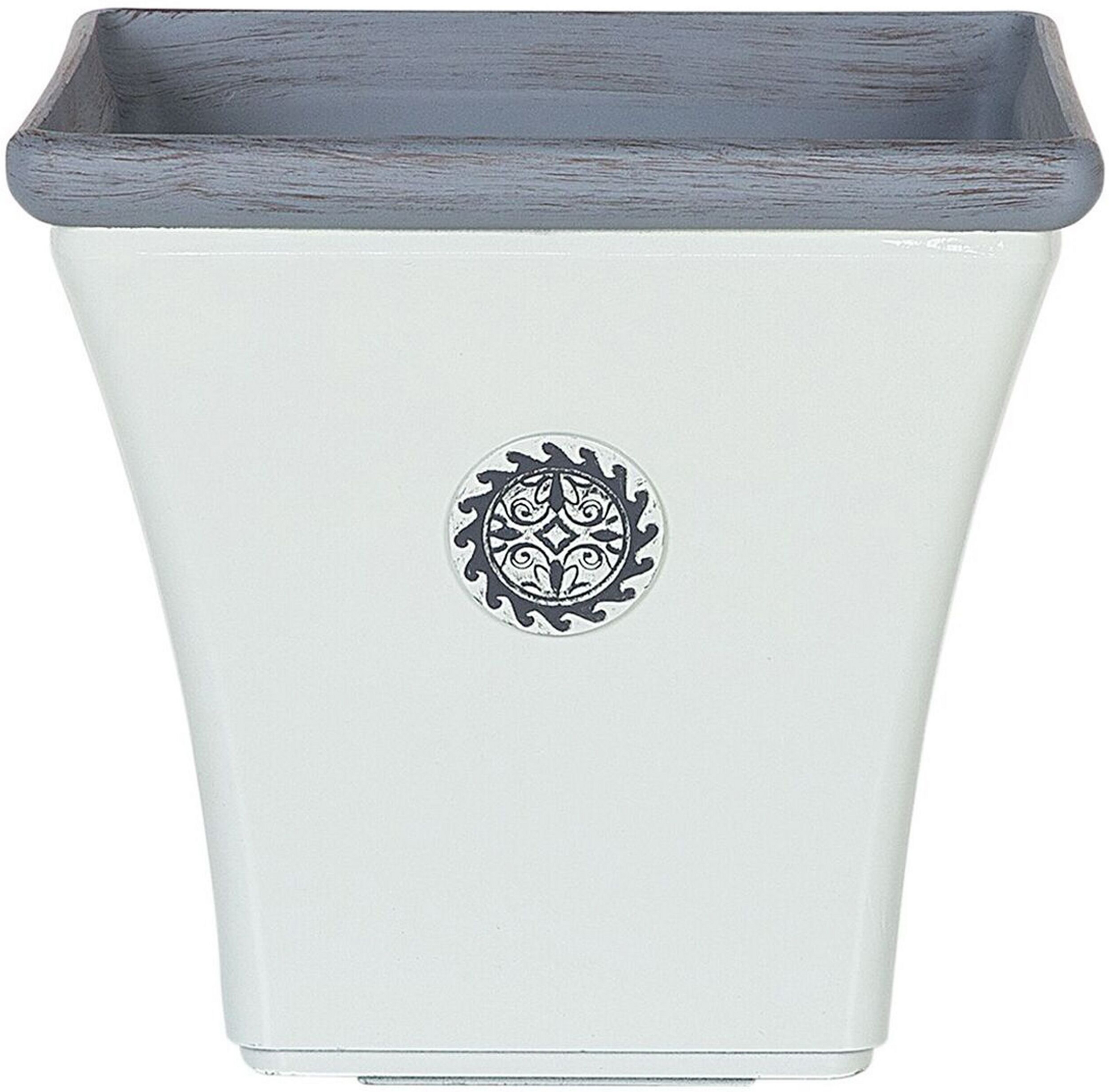 Beliani Plant Pot Planter White Stone Mixture Outdoor Resistances Square 32 x 31 cm All-Weather