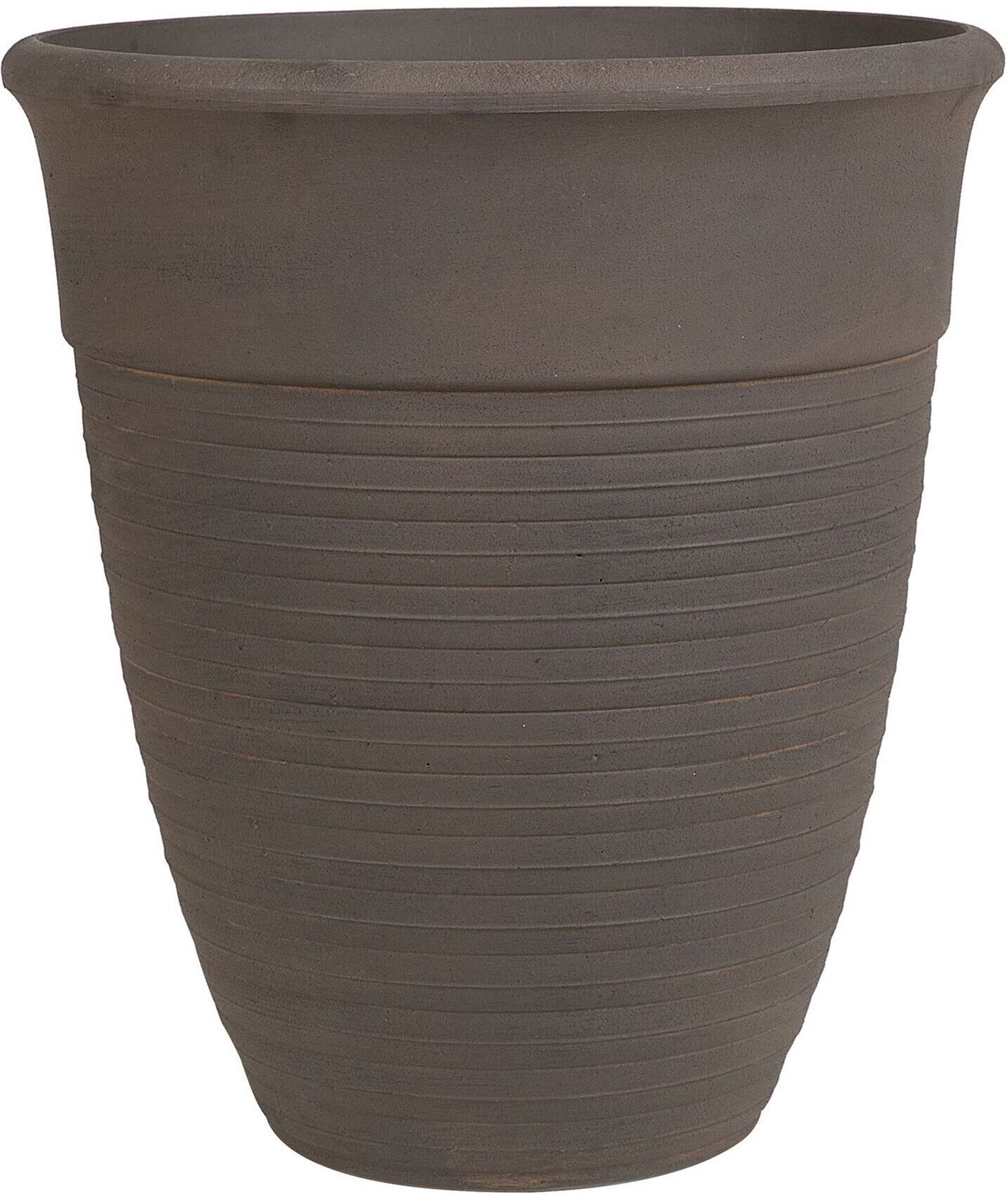 Beliani Plant Pot Planter Solid Brown Stone Mixture Polyresin Square ø 50 cm All-Weather