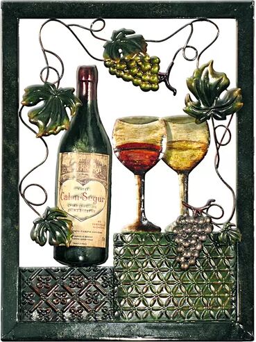 ClassicLiving Grapes and Wine Wall Décor ClassicLiving  - Size: 34 cm H x 35 cm W x 35 cm D