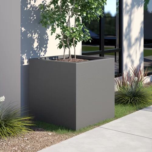 Zipcode Design West Branch Fiberglass Planter Box Zipcode Design Size: Extra Extra Large, Colour: Faux Lead  - Size: 38cm H X 38cm W X 91cm D