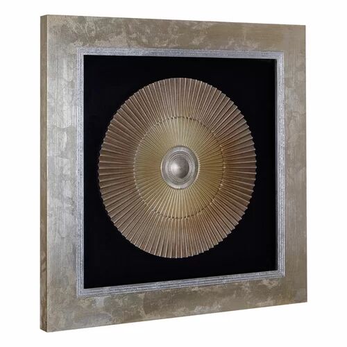 Symple Stuff Framed Round Fan Carving Wall Décor Symple Stuff  - Size: 45cm H X 42cm W X 42cm D