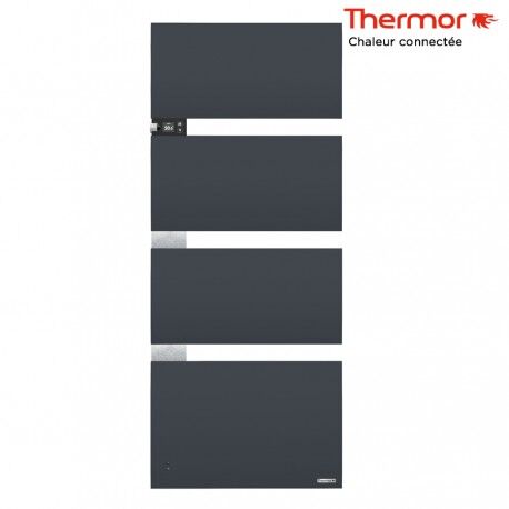 THERMOR Sèche-serviettes électrique Thermor SYMPHONIK gris ardoise - 1750W (700 + 1000) mât à gauche- 492615