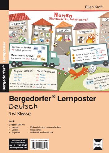 Ellen Kraft Lernposter Deutsch 3./4.Klasse: 6 Poster für den Klassenraum (Bergedorfer® Lernposter)